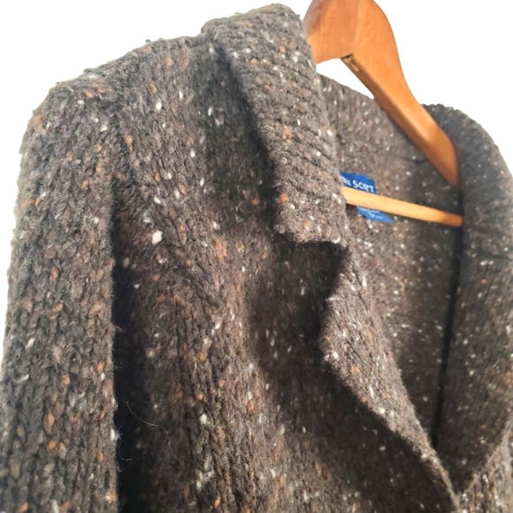 Women's Karen Scott Collared Cardigan. Heathered Brown. LG - Picture 3 of 11